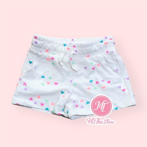 Quần short thun C4T&J4CK trắng trái tim nhỏ bé gái