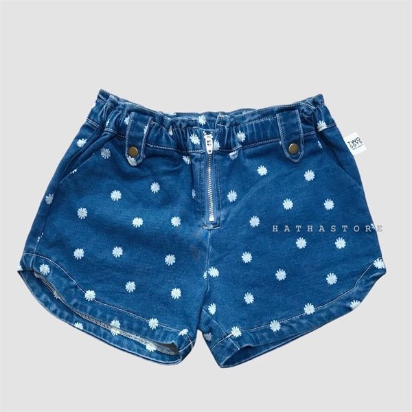 Quần short jean xanh hoa bé gái