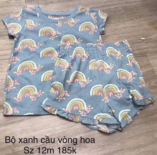 (12m) Bộ xanh cầu vồng hoa