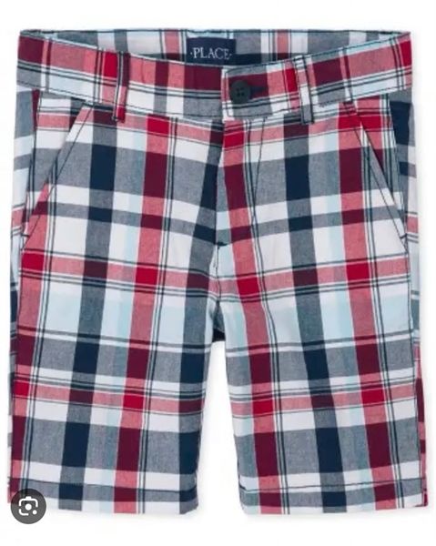 Quần short kaki Place caro đỏ đen