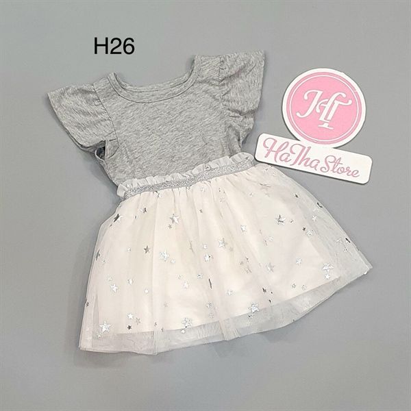 Đầm xám chân voan trắng - H26