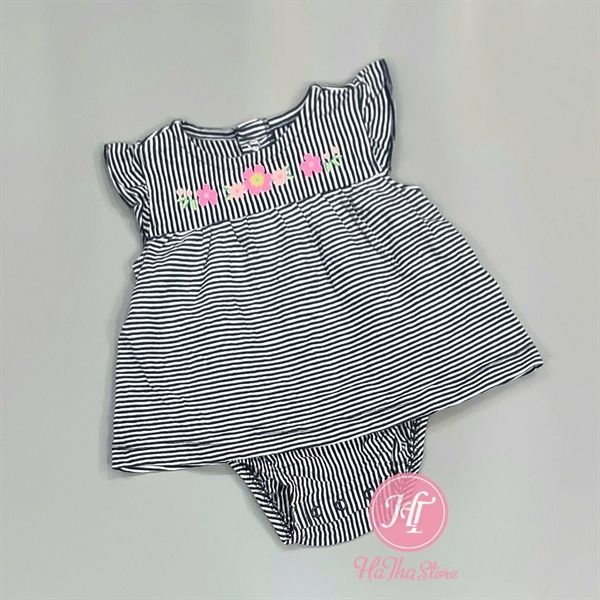 Body váy C4RTER đen sọc hoa bé gái