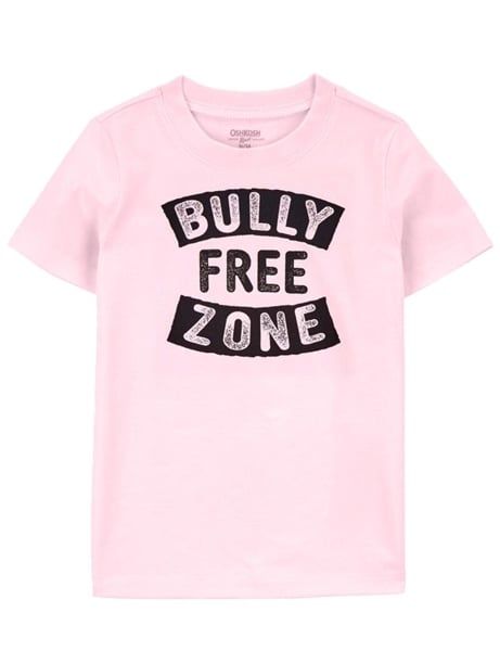 Áo thun 0shkosh hồng bully free zone bé trai