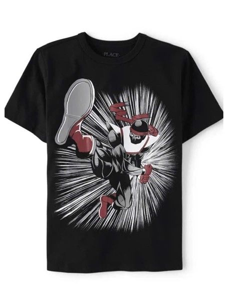 Áo thun PL4CE đen ninja bé trai