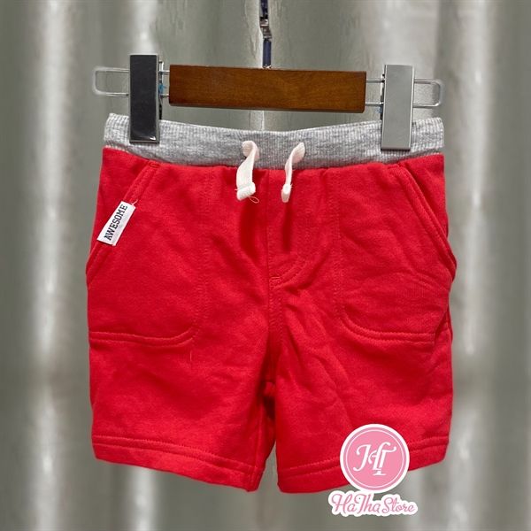 Quần short thun Carter đỏ awesome bé trai
