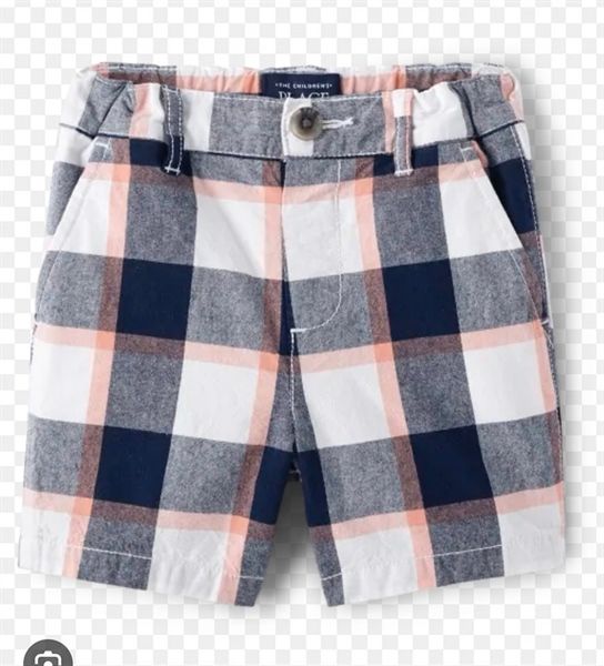 Quần short kaki Place caro trắng cam