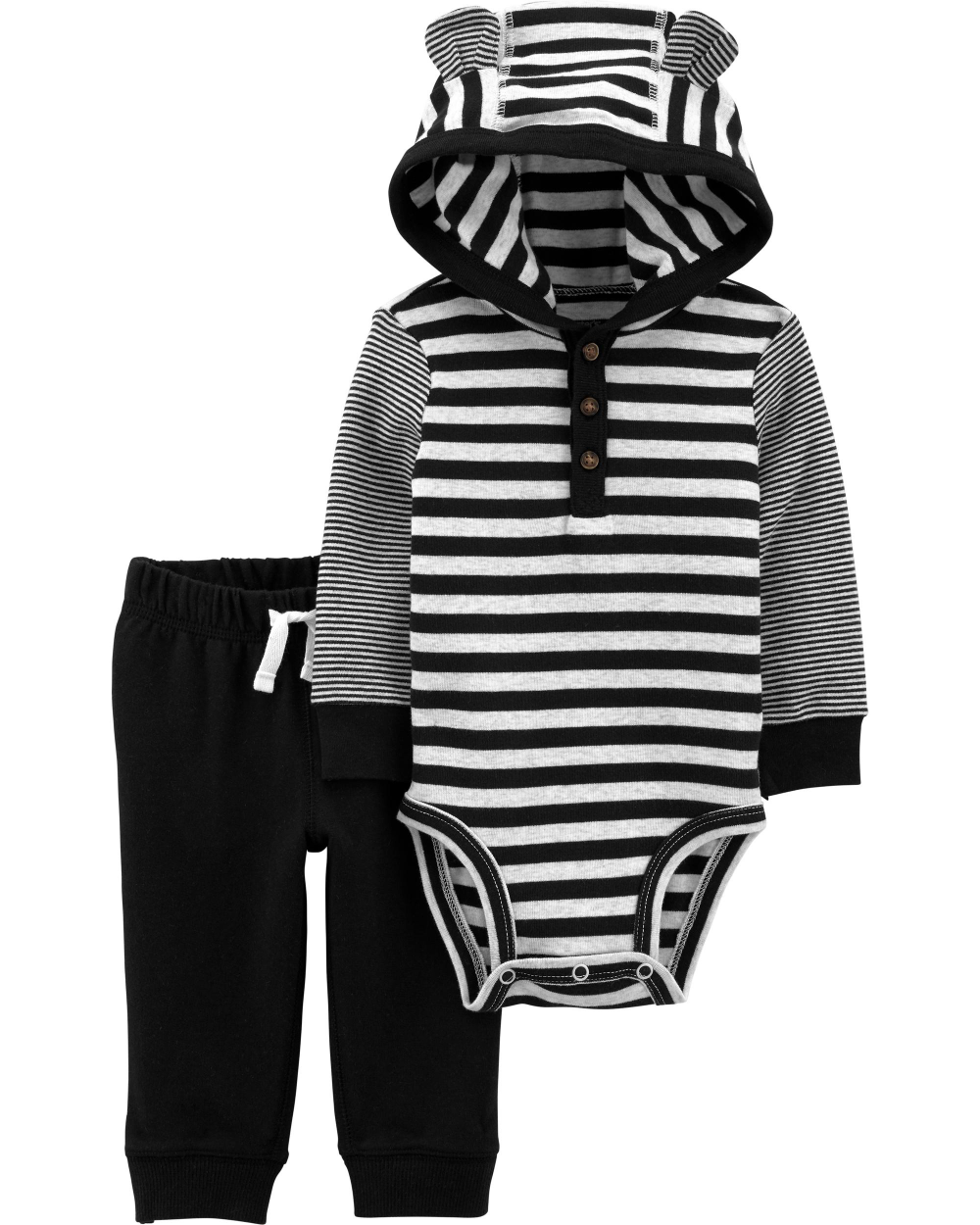 Set Bodysuit & Quần đen sọc trắng bé trai