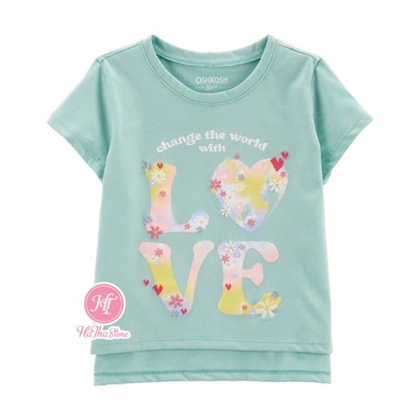 Áo thun C4RTER xanh chữ love bé trai