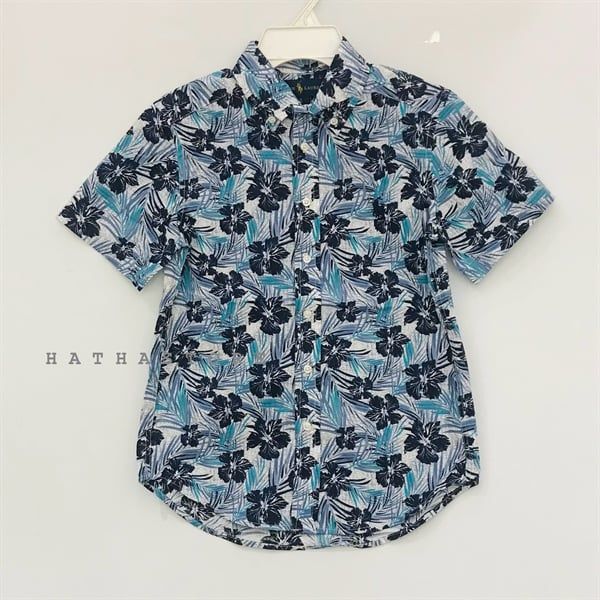 Áo sơ mi Ralph Lauren xanh hoa đen bé trai