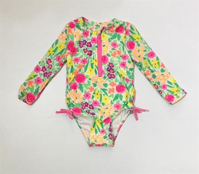 Bộ bơi C&J tay dài hoa hồng bé gái