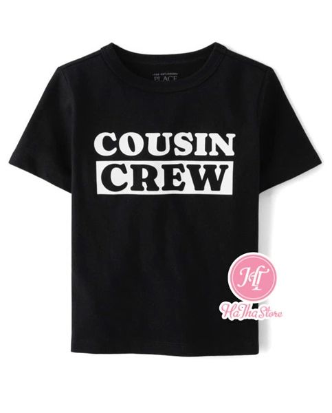 Áo thun PL4CE đen cousin crew bé trai