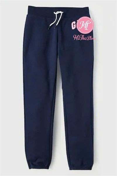 Quần jogger xanh đen chữ hồng bé gái