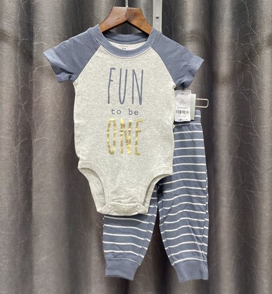 (9M) Set bodysuit Fun tobe ...và quần xám