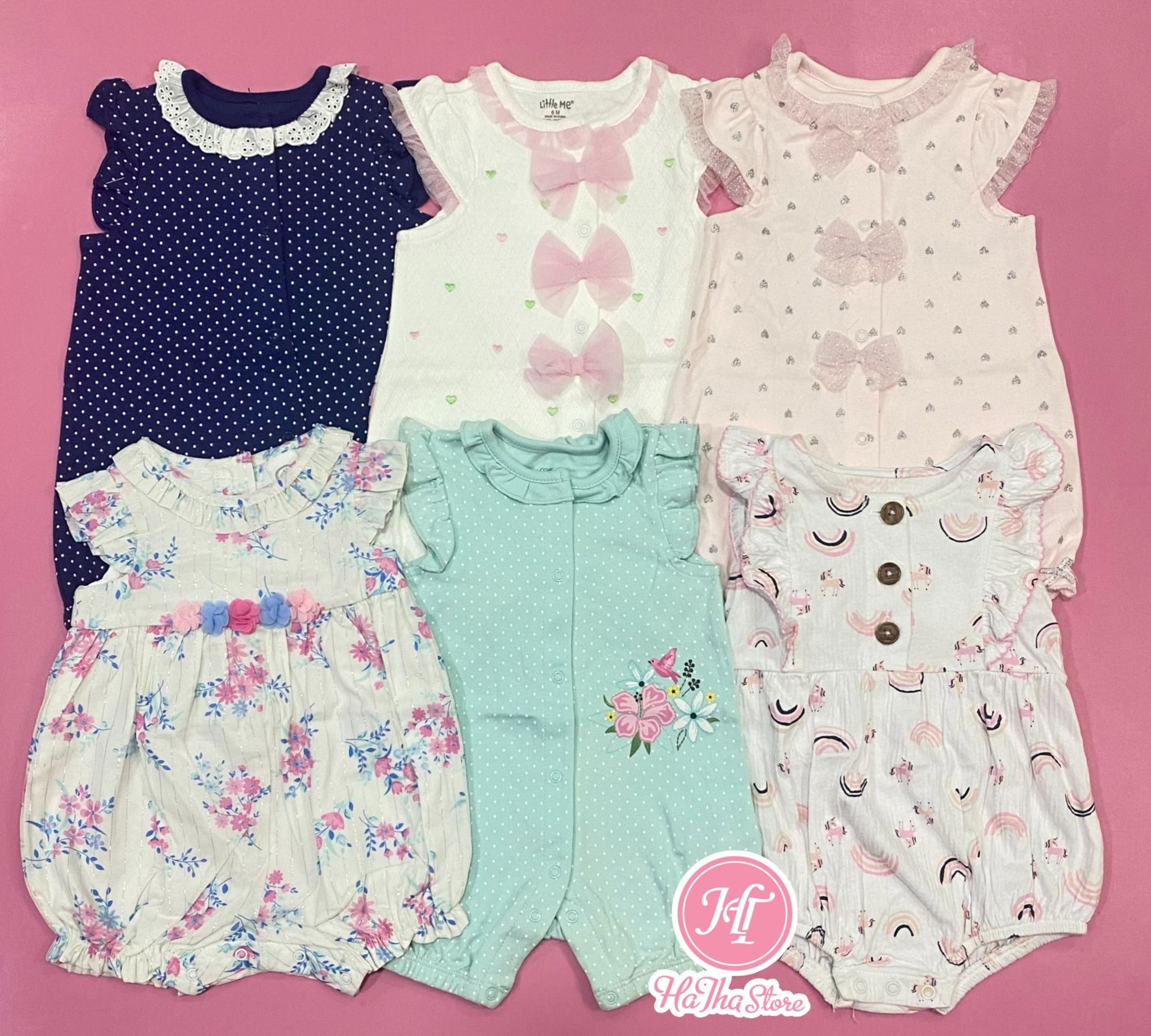  (Size 6m&9m) Body đùi trắng nơ cho bé gái 