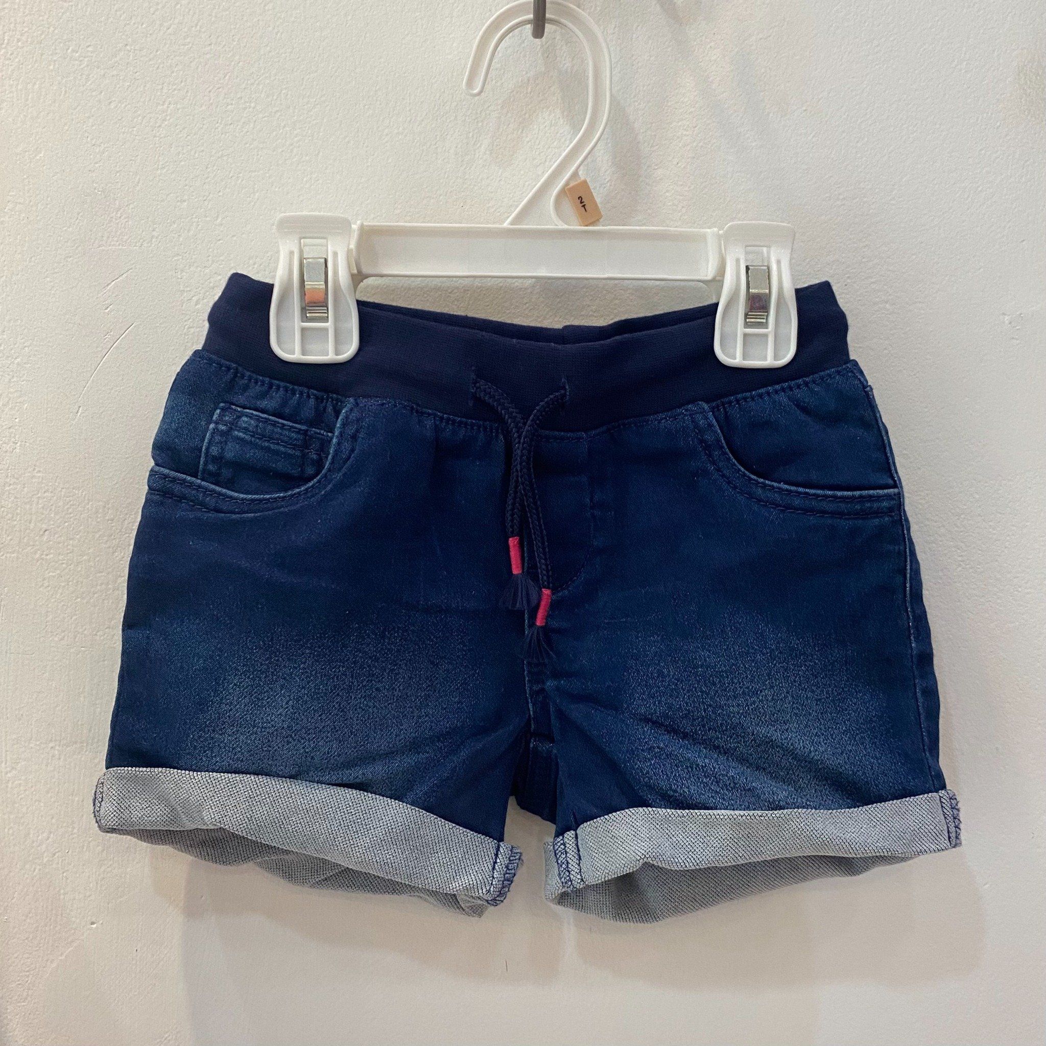 Quần short jean C&J xanh đậm lưng thun bé gái