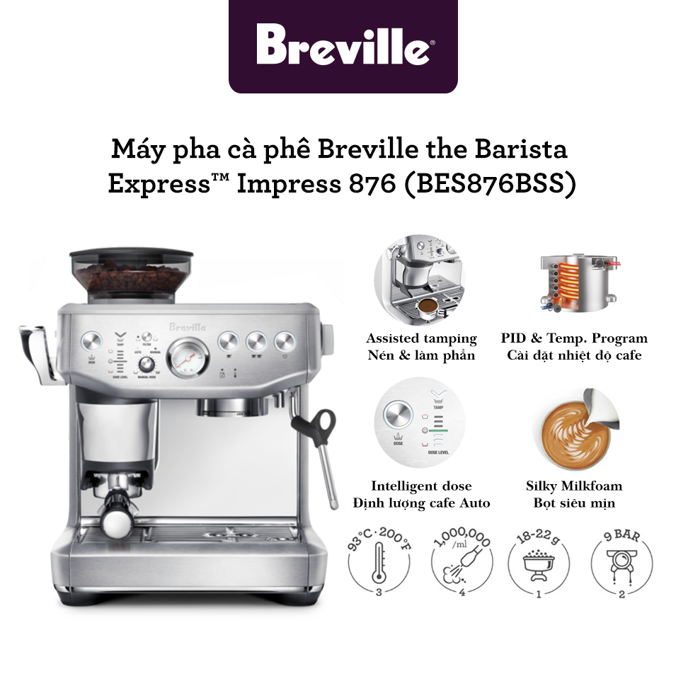 Máy pha cafe Breville 876 the Barista Express™ Impress - BES876 BSS