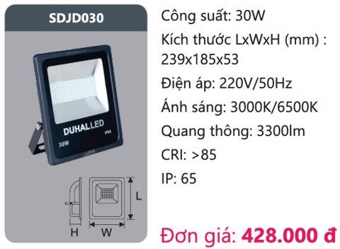  ĐÈN LED PHA DUHAL - CÔNG SUẤT 30W 