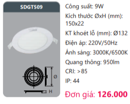  ĐÈN LED ÂM TRẦN DUHAL 9W - SDGT509 (SDGT 509 / DGT509 / DGT 509) 