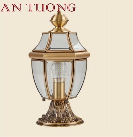  đèn trụ cổng đồng trang trí nhà phố cổ điển, biệt thự cổ điển, tân cổ điển 01 