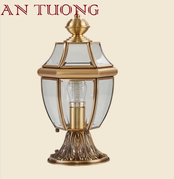 đèn trụ cổng đồng trang trí nhà phố cổ điển, biệt thự cổ điển, tân cổ điển 01