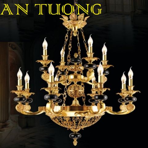  đèn chùm đồng trang trí phòng khách cổ điển, biệt thự cổ điển, tân cổ điển 015 