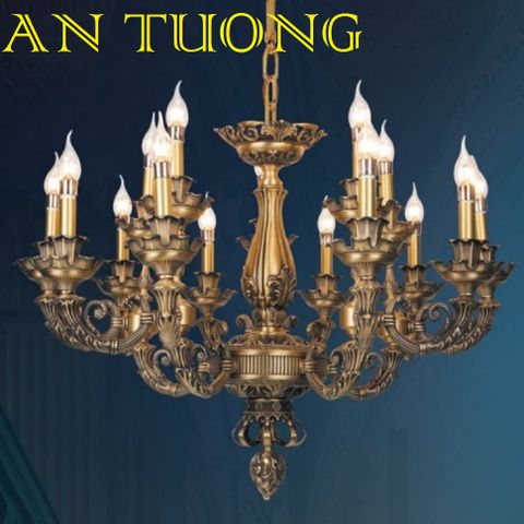  đèn chùm đồng trang trí phòng khách cổ điển, biệt thự cổ điển, tân cổ điển 016 