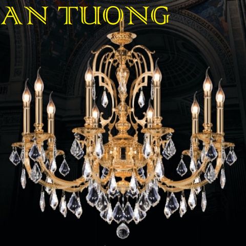  đèn chùm đồng trang trí phòng khách cổ điển, biệt thự cổ điển, tân cổ điển 026 