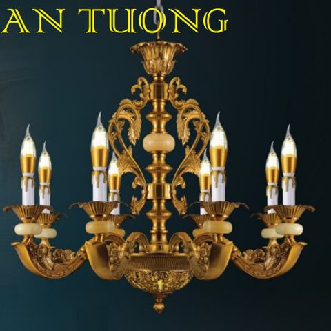  đèn chùm đồng trang trí phòng khách cổ điển, biệt thự cổ điển, tân cổ điển 034 