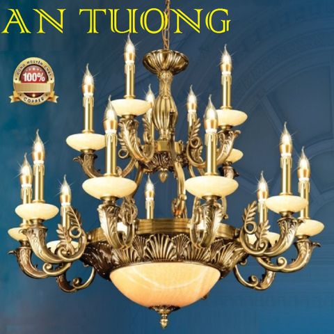  đèn chùm đồng trang trí phòng khách cổ điển, biệt thự cổ điển, tân cổ điển 038 