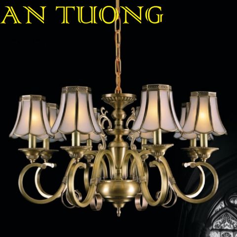  đèn chùm đồng trang trí phòng khách cổ điển, biệt thự cổ điển, tân cổ điển 041 