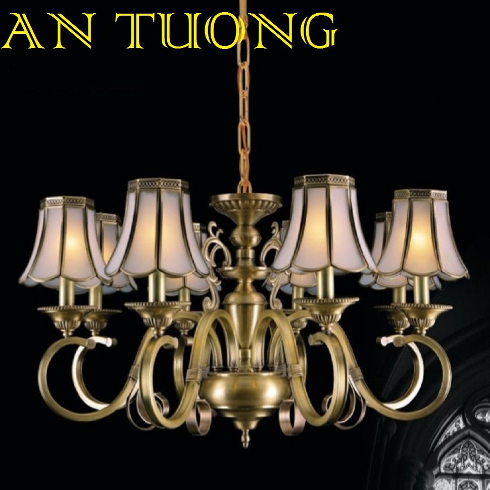 đèn chùm đồng trang trí phòng khách cổ điển, biệt thự cổ điển, tân cổ điển 041