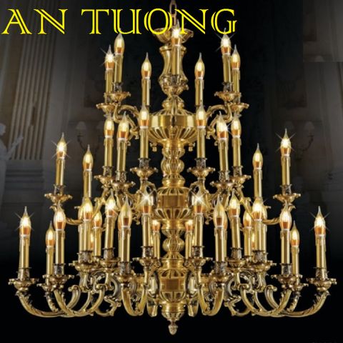  đèn chùm đồng trang trí phòng khách cổ điển, biệt thự cổ điển, tân cổ điển 045 