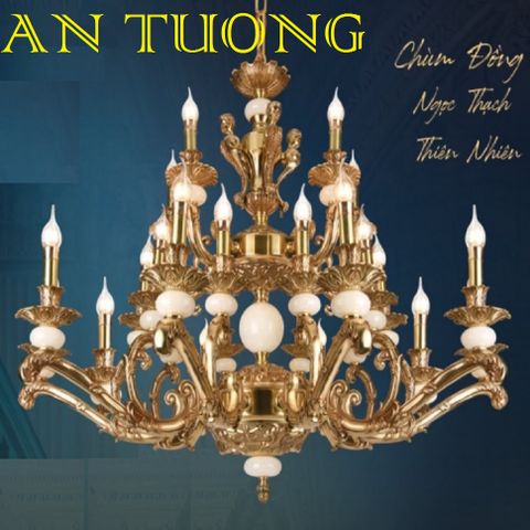  đèn chùm đồng trang trí phòng khách cổ điển, biệt thự cổ điển, tân cổ điển 048 