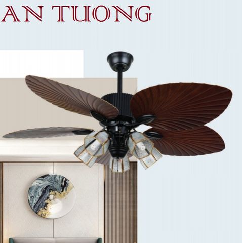  quạt trần đèn cánh gỗ 5 cánh phong cách cổ, cổ điển, cổ xưa 06 indochine 