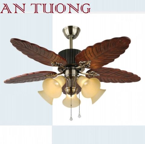  quạt trần đèn cánh gỗ 5 cánh phong cách cổ, cổ điển, cổ xưa 09 indochine 