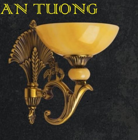  đèn tường đồng nến chao đá cổ điển trang trí cổ điển gắn tường cầu thang, lối đi hành lang cầu thang nhà cổ điển, biệt thự cổ điển 012 