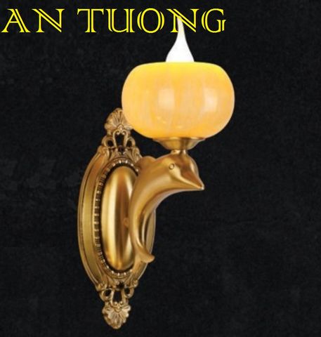  đèn tường đồng nến chao đá cổ điển trang trí cổ điển gắn tường cầu thang, lối đi hành lang cầu thang nhà cổ điển, biệt thự cổ điển 017 