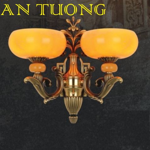  đèn tường đồng nến chao đá cổ điển trang trí cổ điển gắn tường cầu thang, lối đi hành lang cầu thang nhà cổ điển, biệt thự cổ điển 019 