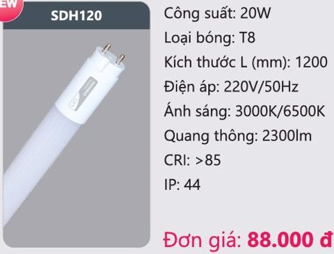 BÓNG ĐÈN TUÝP LED 20W DUHAL SDH120 / 1M2