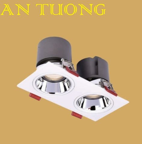  đèn led spotlight âm trần xoay chiếu điểm đôi 2 bóng  7w x 2 góc chiếu 45 độ 