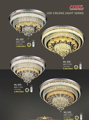  Đèn chùm mâm pha lê led ốp trần trang trí phòng khách hufa ML 250 - ML 592 