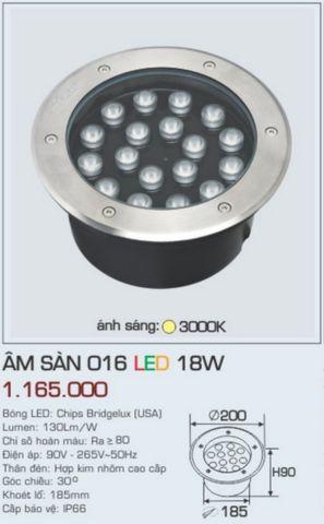  ĐÈN LED ÂM SÀN ANFACO ÂM SÀN 016 LED 18W 