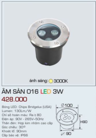  ĐÈN LED ÂM SÀN ANFACO ÂM SÀN 016 LED 3W 