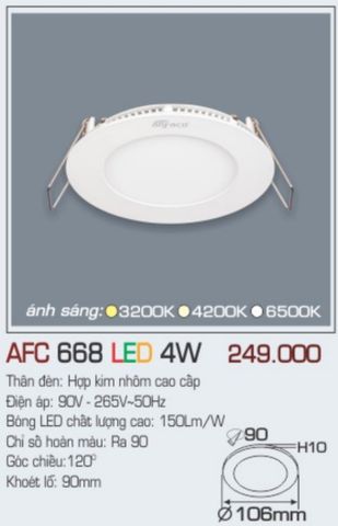  Đèn led âm trần anfaco 4w afc 668 led 4w 