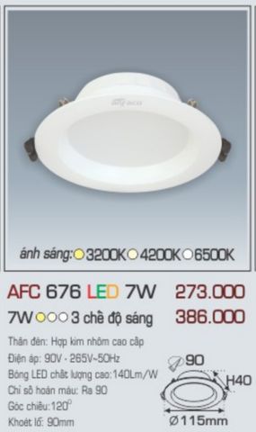  Đèn led âm trần anfaco afc 676 led 7w 