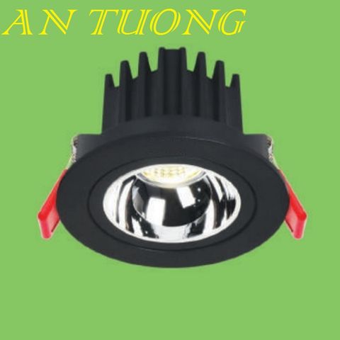  đèn led âm trần chiếu điểm 10w, viền đen, thân đen, vỏ đen 