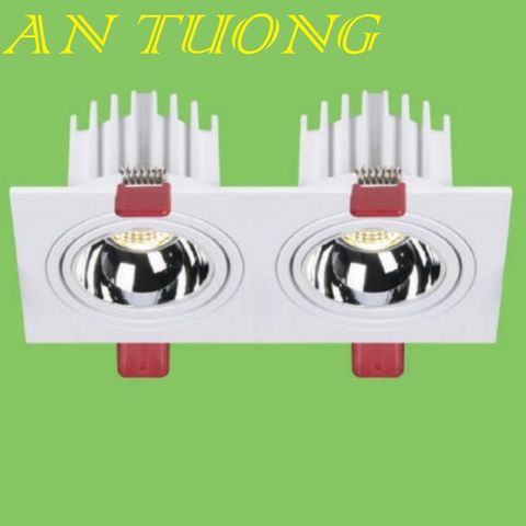  đèn led âm trần chiếu điểm đôi 2x10w, viền trắng, thân trắng, vỏ trắng 