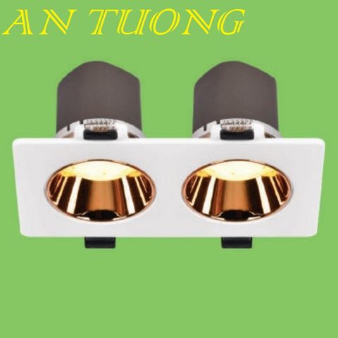  đèn led âm trần chiếu điểm đôi 2x7w, viền trắng, thân trắng, vỏ trắng 