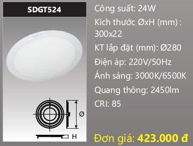  ĐÈN LED ÂM TRẦN DUHAL 24W - SDGT524 / SDGT 524 