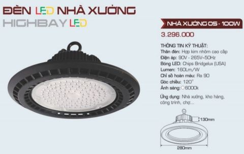  ĐÈN LED NHÀ XƯỞNG ANFACO NHÀ XƯỞNG 05 LED 100W 